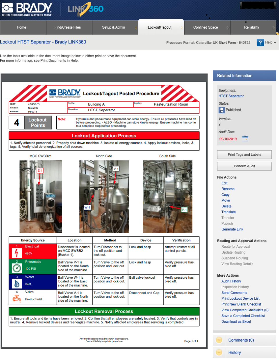 screenshot of Brady LINK360